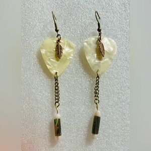 Pearl guitar pick earrings